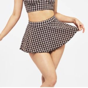 DISTURBIA Terra Gingham Swim Skirt - Pink Size 14